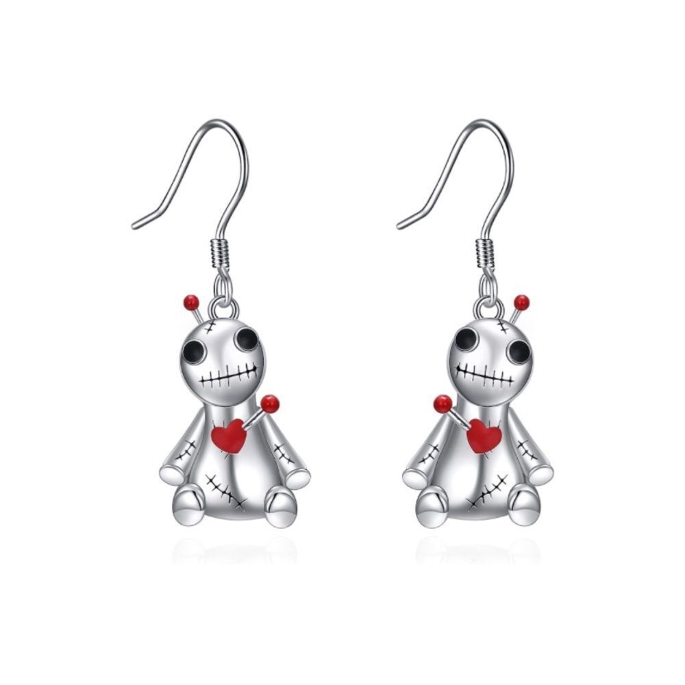 Gothic punk little voodoo doll earrings